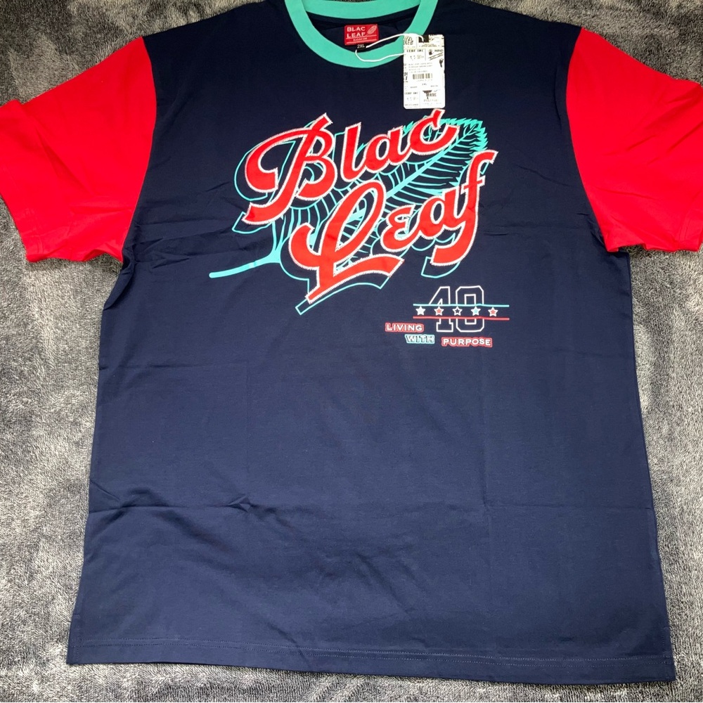 Blac Leaf Graphic embroidered T-Shirt premium cotton NWT XXL